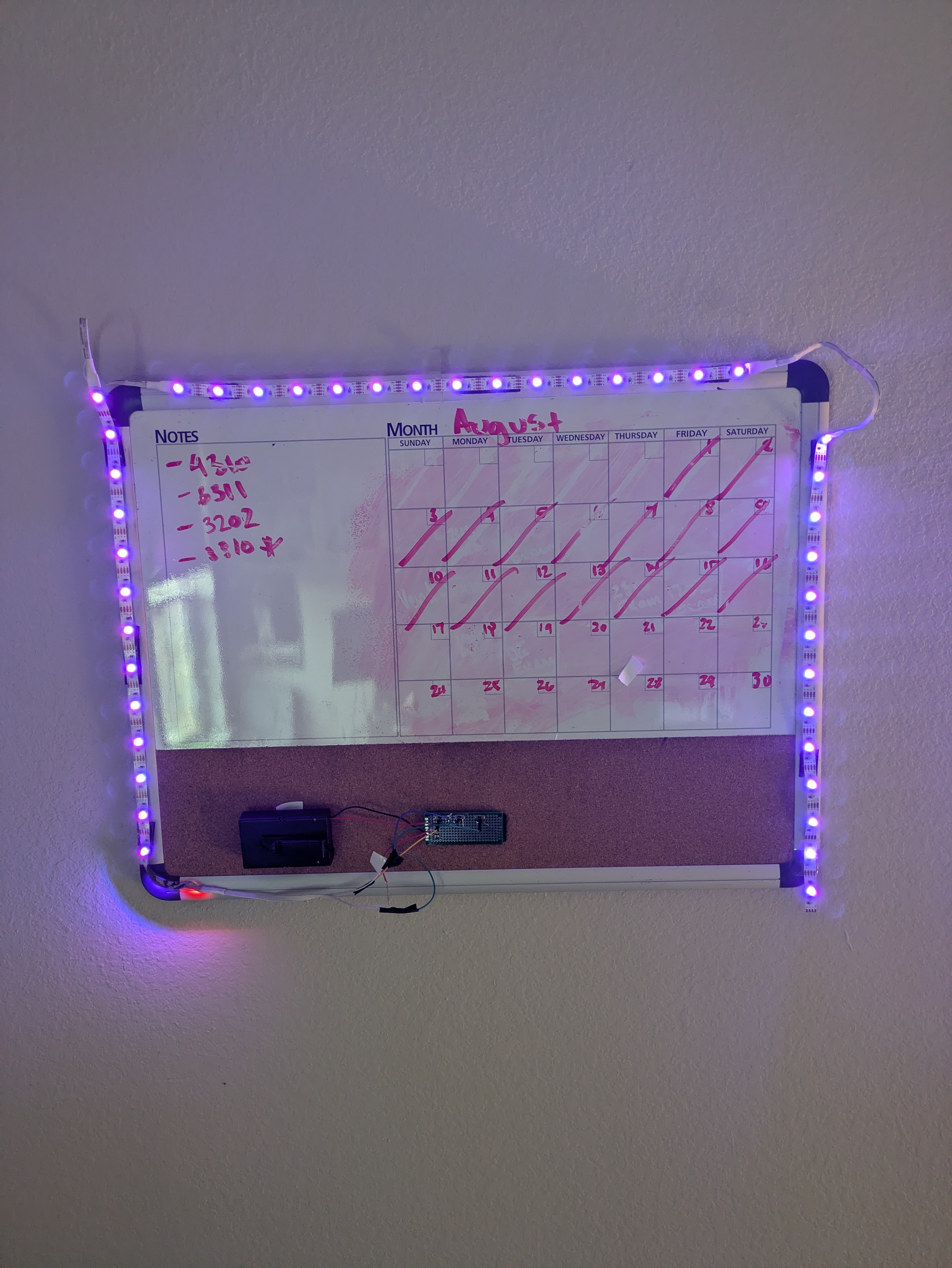 Mounted RGB LED Project on Calendar